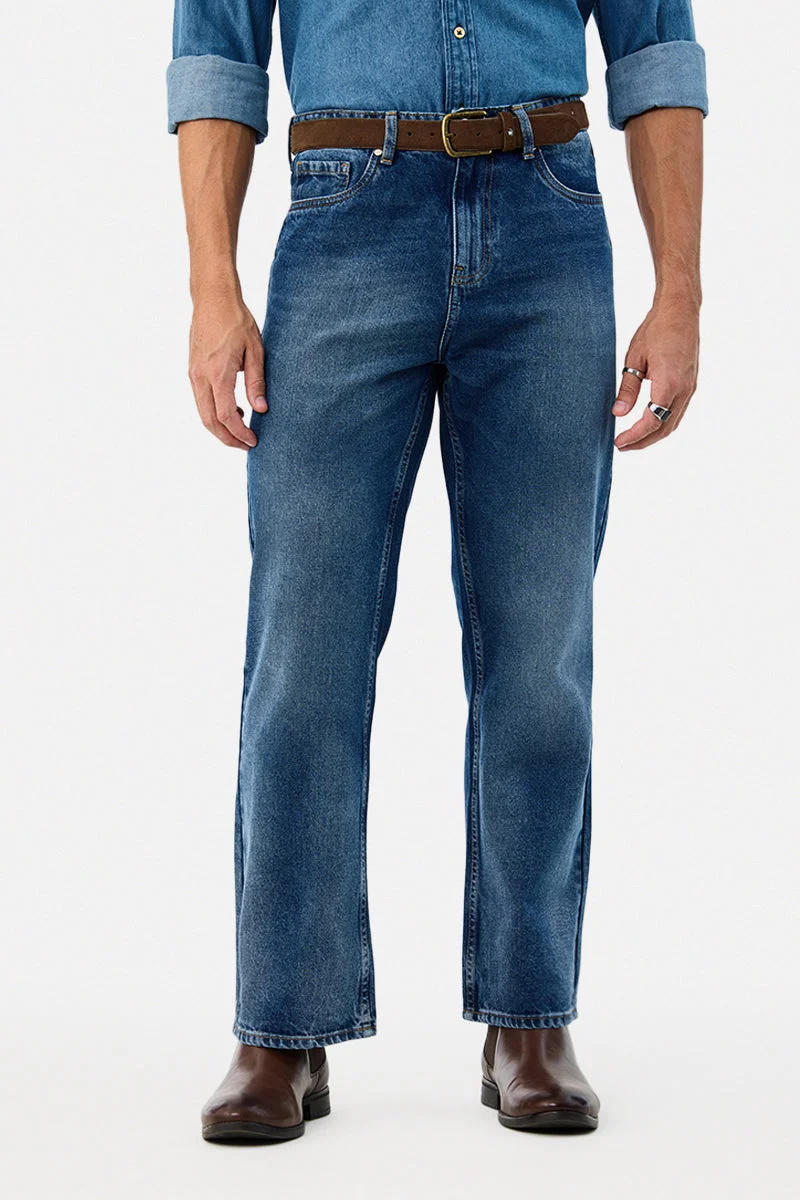 Straight Fit Washed Jeans